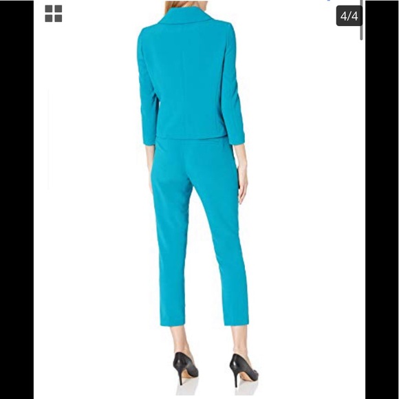 NWT,Tahari ASL Wrap Jacket and Ankle Pant Set,teal - Picture 2 of 4